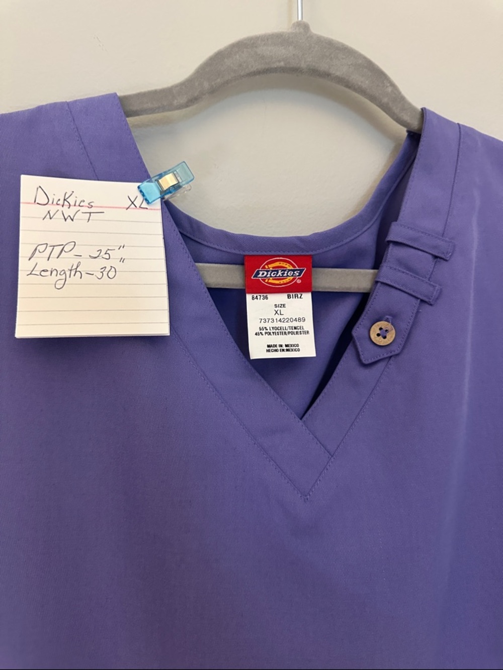 Dickies Lavender V-Neck Scrub Top with Utility Pockets - Picture 3 of 4